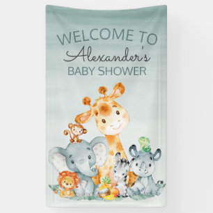 Banderoles Baby shower de la jungle Watercolor Cute Safari