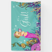 Banderoles Baby shower de la sirène de Blonde (Vertical)