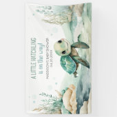 Banderoles Baby shower de la tortue de mer (Vertical)