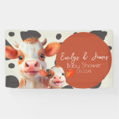 Banderoles Baby shower de Motif d'impression de vache aquarel (Horizontal)