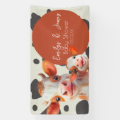 Banderoles Baby shower de Motif d'impression de vache aquarel (Verticale)