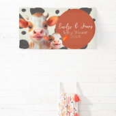 Banderoles Baby shower de Motif d'impression de vache aquarel (Insitu)