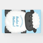 Banderoles Baby shower de mouton ferme Blue Boy (Horizontal)