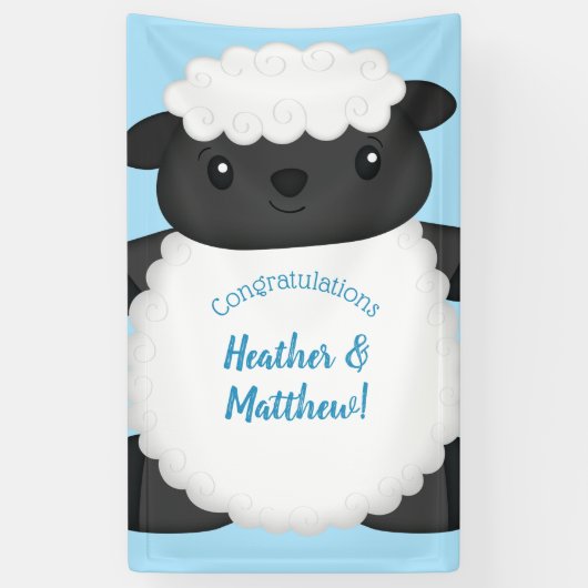 Banderoles Baby shower de mouton ferme Blue Boy (Vertical)