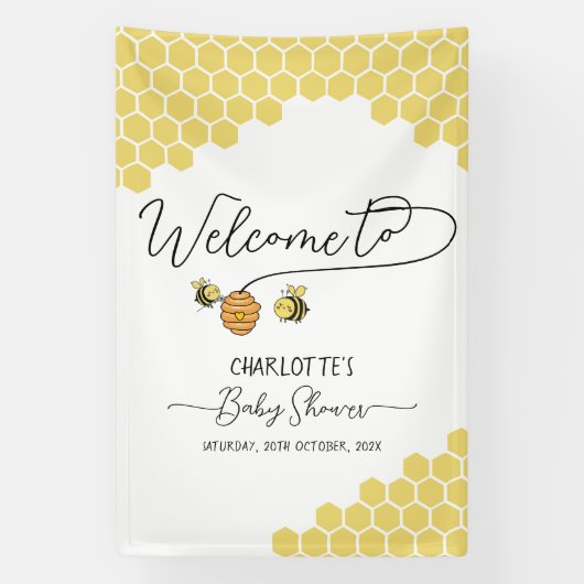 Banderoles Baby shower de nid d'abeille mignonne (Verticale)