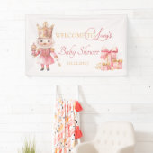 Banderoles Baby shower de Noël : Pink Nutcracker Welcome (En situation)