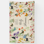 Banderoles Baby shower de papillons Fleur sauvage aquarelle (Vertical)