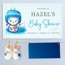 Baby shower de pêche Icy Blue Winter Penguin