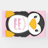 Banderoles Baby shower de pingouin rose (Horizontal)