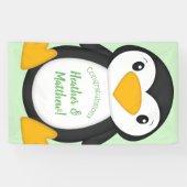 Banderoles Baby shower de pingouin vert (Horizontal)