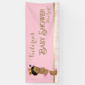 Banderoles Baby shower de princesse ethnique d'or rose (Vertical)