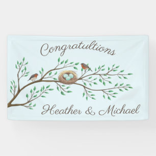 Banderoles Baby shower de printemps des Oiseaux de Robin
