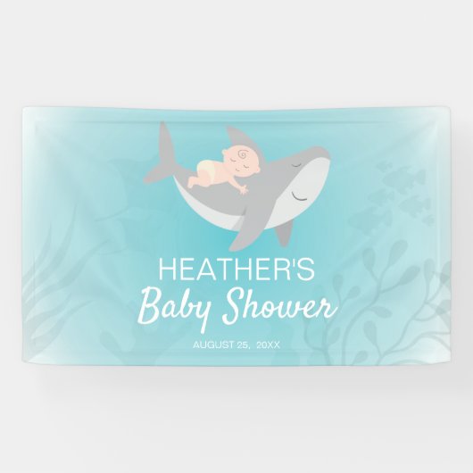Banderoles Baby shower de requin doux (Horizontal)