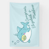 Banderoles Baby shower de requin mignon Kawaii (Verticale)