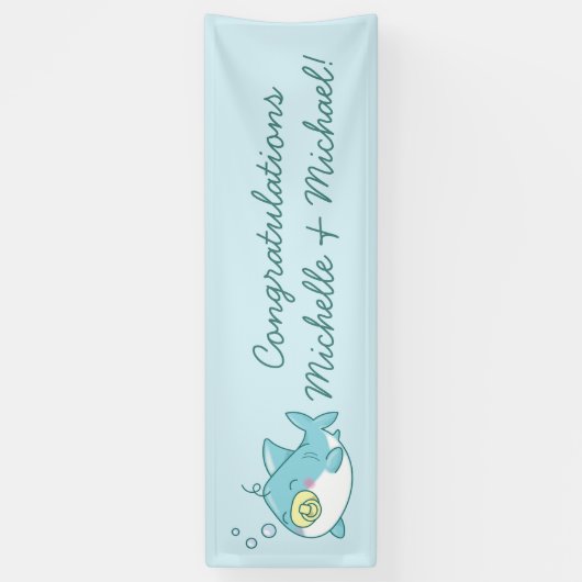 Banderoles Baby shower de requin mignon Kawaii (Vertical)
