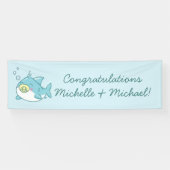 Banderoles Baby shower de requin mignon Kawaii (Horizontal)