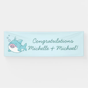 Banderoles Baby shower de requin mignon Kawaii fille rose
