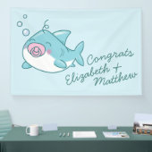 Banderoles Baby shower de requin mignon Kawaii fille rose (Salon professionnel)