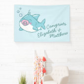 Banderoles Baby shower de requin mignon Kawaii fille rose (Insitu)
