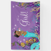 Banderoles Baby shower de sirène afro-américain (Vertical)