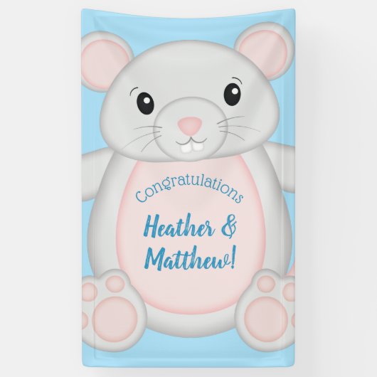 Banderoles Baby shower de souris bleu (Vertical)