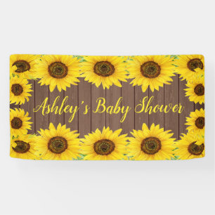 Banderoles Baby shower de tournesols Contexte Prop de bois ru