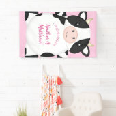 Banderoles Baby shower de vache rose (En situation)