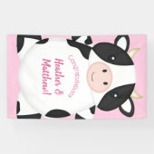 Banderoles Baby shower de vache rose (Horizontal)