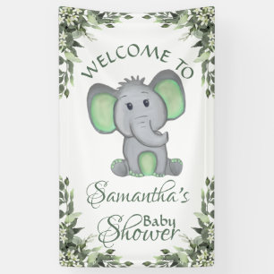 Banderoles Baby shower de verdure des éléphants neutres selon
