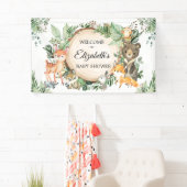 Banderoles Baby shower de verdure rustique Woodland Bienvenue (En situation)
