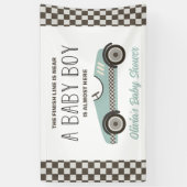 Banderoles baby shower de voiture de course bleu (Vertical)