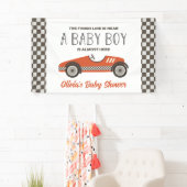 Banderoles Baby shower de voitures Red Race (En situation)