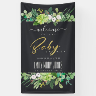 BANDEROLES BABY SHOWER D'EAU DE COULEUR FOLIAGE SUCCULTE BIEN