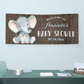 Banderoles Baby shower d'éléphant de garçon rustique bleu et (Salon professionnel)