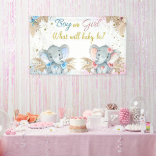 Banderoles Baby shower d'éléphant rose bleu floral