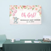 Banderoles Baby shower d'éléphant rose vif (Salon professionnel)