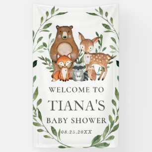 Banderoles Baby shower des animaux de la forêt vertes Context