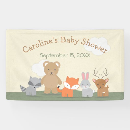 Banderoles Baby shower des animaux forestiers (Horizontal)