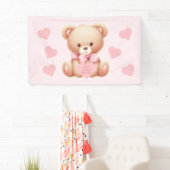 Banderoles Baby shower des Coeurs Rose Ours (En situation)