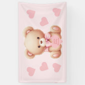 Banderoles Baby shower des Coeurs Rose Ours (Vertical)