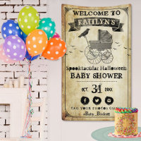 Baby shower d'Halloween vintage Stroller Bienvenue