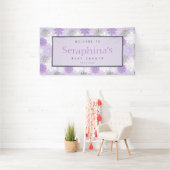 Banderoles Baby shower d'hiver des flocons d'argent violet (Insitu)