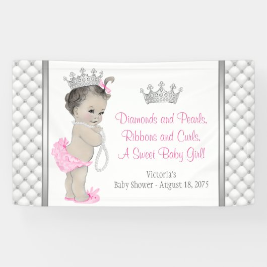Banderoles Baby shower Diamond Pearl Princess (Horizontal)