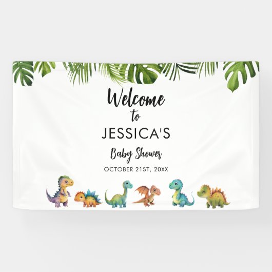 Banderoles Baby shower Dinosaur Bienvenue (Horizontal)