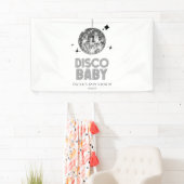 Banderoles Baby shower Disco Ball 'Disco Baby' en argent (En situation)