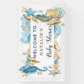 Banderoles Baby shower d'or bleu mer et plage (Vertical)