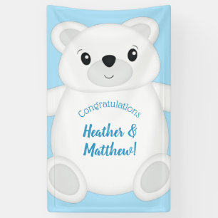 Banderoles Baby shower d'ours bleu polaire