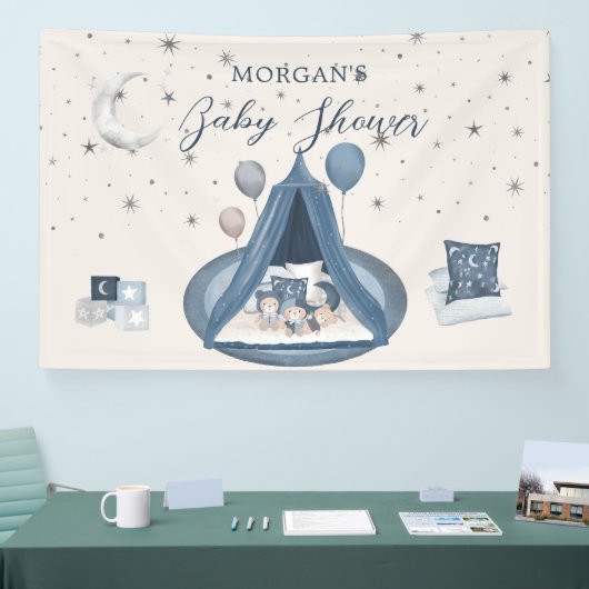 Banderoles Baby shower d'ours céleste (Salon professionnel)