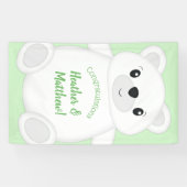 Banderoles Baby shower d'ours polaire vert (Horizontal)
