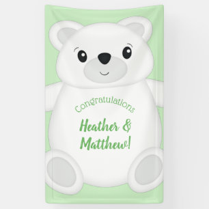 Banderoles Baby shower d'ours polaire vert